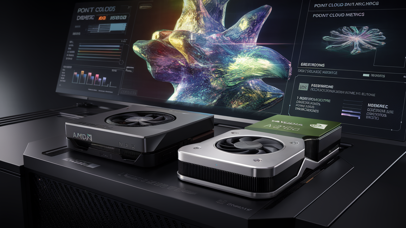 explore the differences between amd and nvidia gpus in this comparative analysis, focusing on their performance, efficiency, and suitability for point cloud computing applications. discover which graphics card best meets the demands of 3d data processing and visualization.